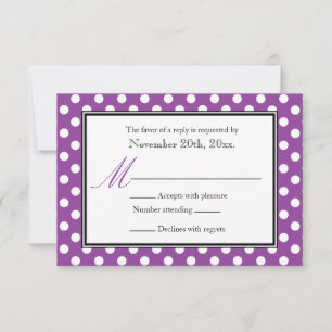 Placas de resposta RSVP Roxo e Branco de Bolinhas