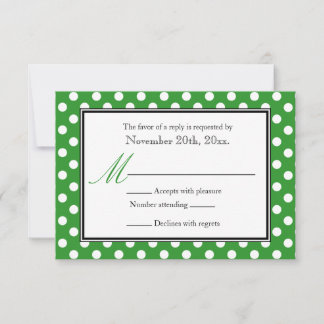 Placas de resposta RSVP Verde e Branco bolinhas