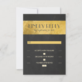 Placas de RSVP de casamento em folha de ouro