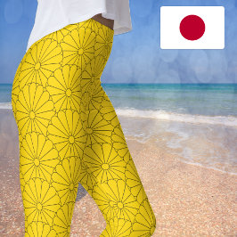 Placas florais de focas japonesas / Leggings de pa