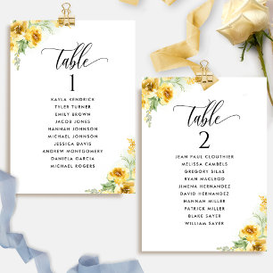 Placas Floral Amarelas, Placas Sentadas com Nomes 