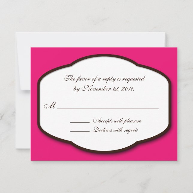 Placas Fuchsia Brown & White Reply / RSVP (Frente)