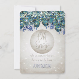 Placas Hashtag de Casamento de Cascata Azul Pavão 