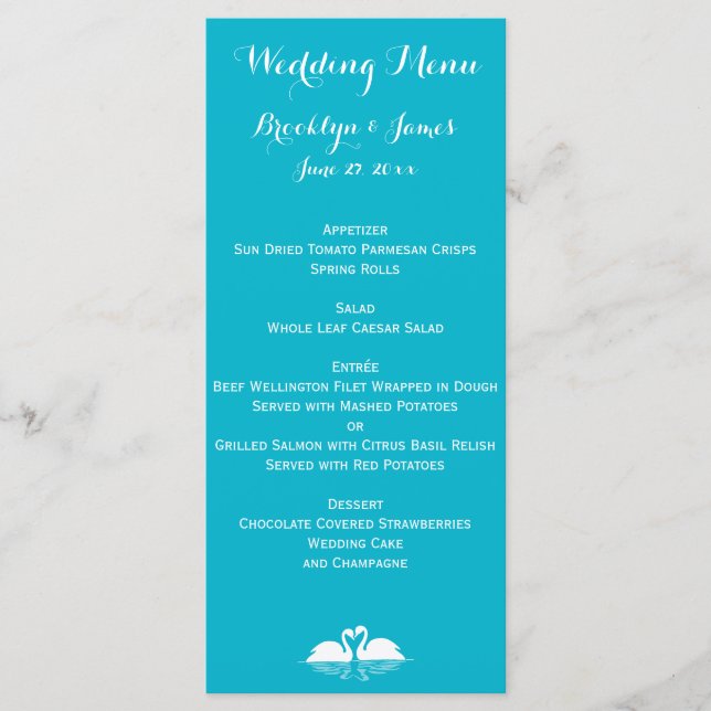 Placas Menu Casamento Azul E Branco Personalizadas (Frente)