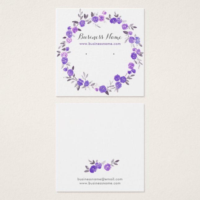 Placas Românticas Violetas De Fundo Floral (Frente & Verso)