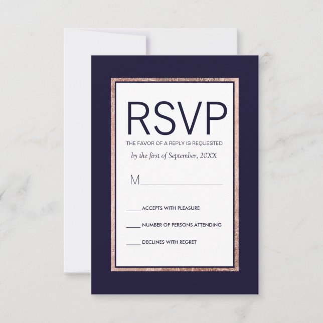 Placas RSVP Azul de Marinho Rosa simples (Frente)