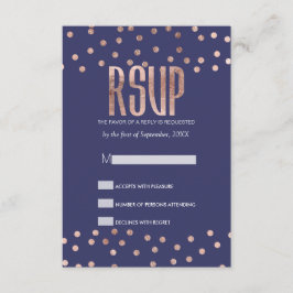 Placas RSVP Azul do Marinho Bolinhas Dourado