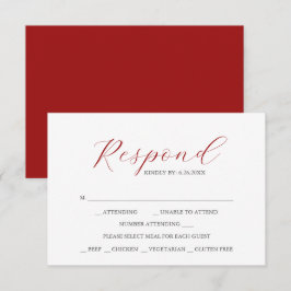 Placas RSVP com a opção de refeição vermelha