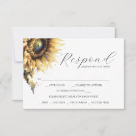 Placas RSVP com Girassóis Amarelos de Escolha de R