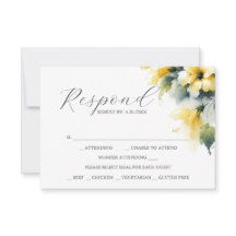 Placas RSVP com opção de refeição azul e amarelo