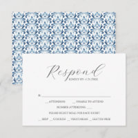 Placas RSVP com padrão azul empoeirado de escolha