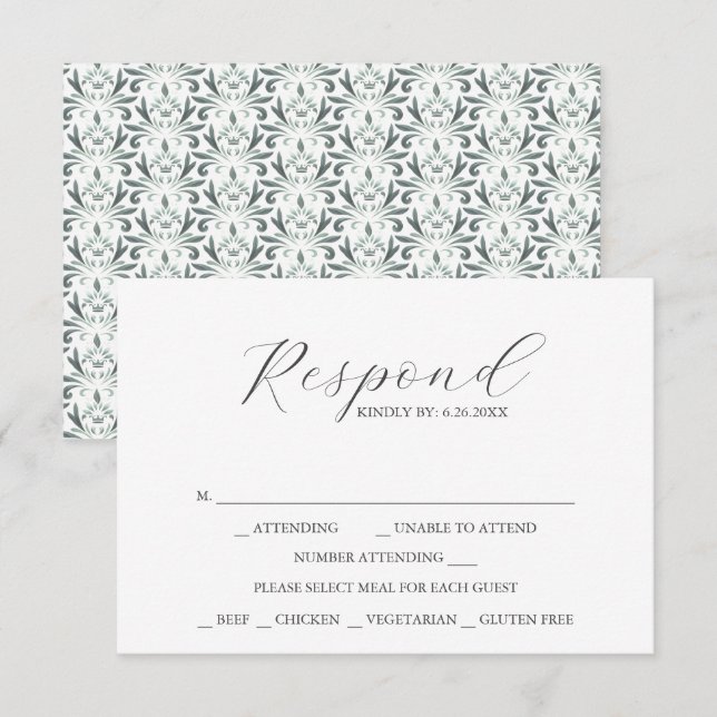 Placas RSVP com padrão verde de senso de escolha d (Frente/Verso)