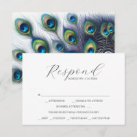 Placas RSVP com Penas de Peacock de Escolha de Ref