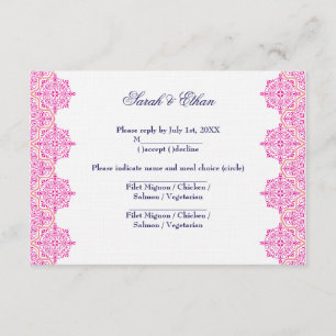 Placas RSVP cor-de-rosa e Casamento tema damasco l