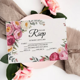Placas RSVP de Buquê Floral Rosa