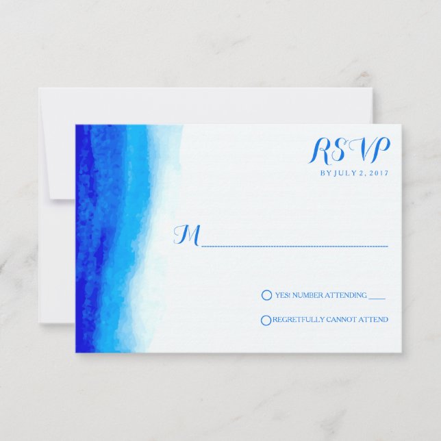Placas RSVP de Casamento Azul de Cores Aquáticas d (Frente)