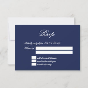 Placas RSVP de Casamento Azul de Marinho Minimalis