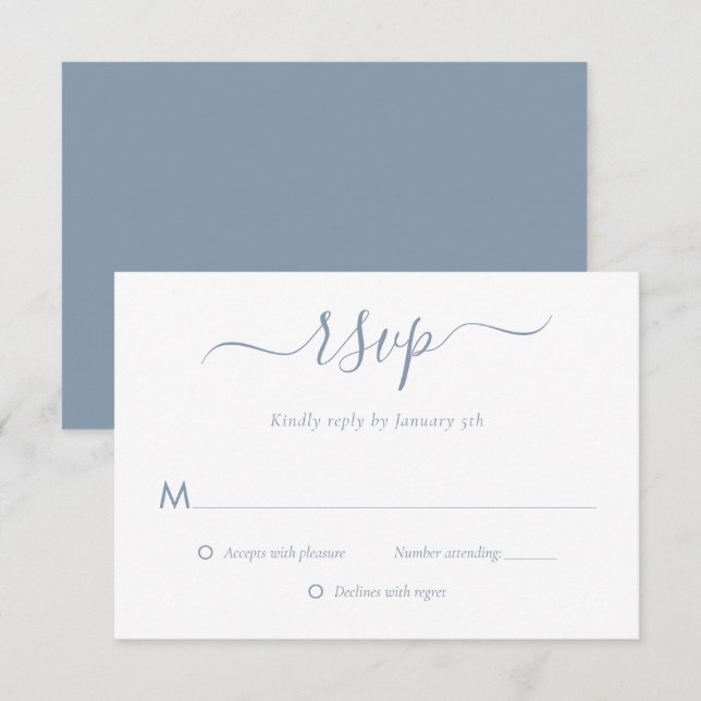 Placas RSVP de Casamento Azul Moderno (Frente/Verso)