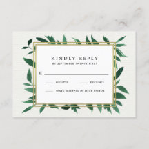 Placas RSVP de Casamento Botânico Greenery Waterco