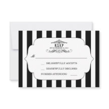 Placas RSVP de Casamento Chic Striped Preta