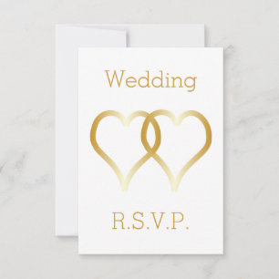 Placas RSVP de Casamento Corações Dourados
