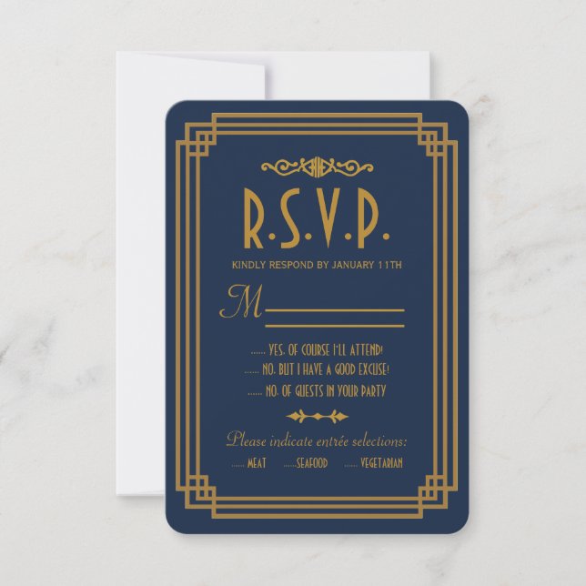 Placas RSVP de Casamento de Arte Azul Simples (Frente)