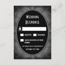 Placas RSVP de Casamento de Arte de Folha Negra e 