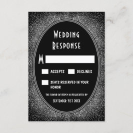 Placas RSVP de Casamento de Arte de Folha Negra e