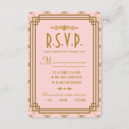 Placas RSVP de Casamento de Arte Rosa Deco