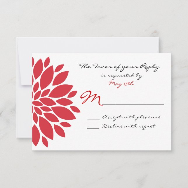 Placas RSVP de Casamento de Arte Vermelha Simples  (Frente)