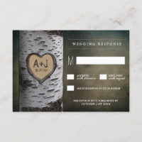 Placas RSVP de Casamento de Árvore Birch de Inicia