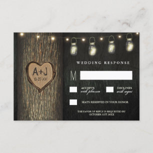 Placas RSVP de Casamento de Árvore Jars Oak