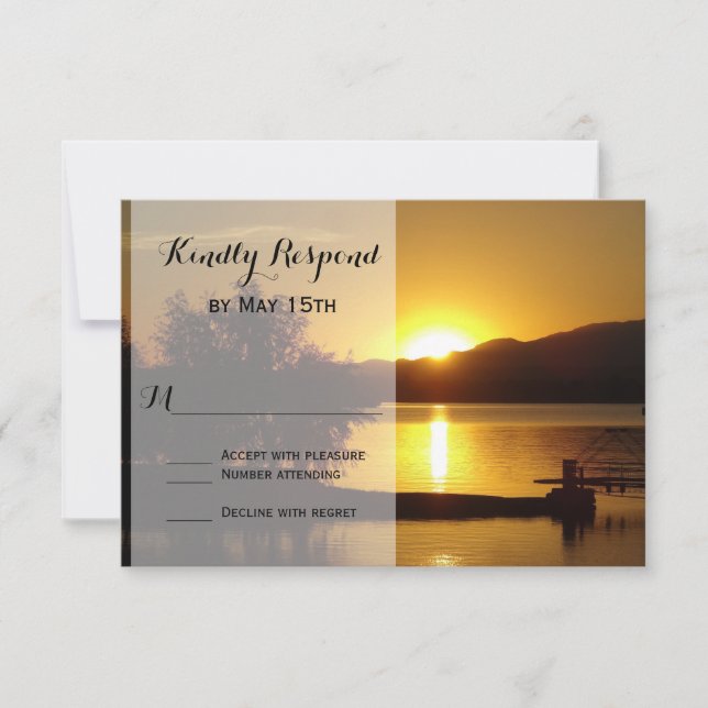 Placas RSVP de Casamento de Árvore Silhueta Sunset (Frente)