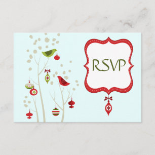 Placas RSVP de Casamento de Aves de inverno de Nat