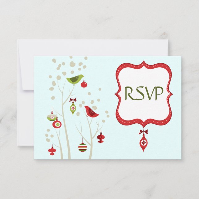 Placas RSVP de Casamento de Aves de inverno de Nat (Frente)