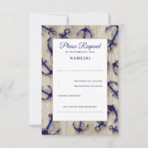 Placas RSVP de Casamento de Cabos Azuis e Marinhos