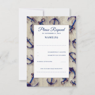 Placas RSVP de Casamento de Cabos Azuis e Marinhos