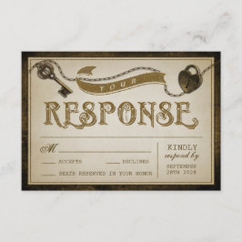 Placas RSVP de Casamento de Chave e Bloqueio de Co