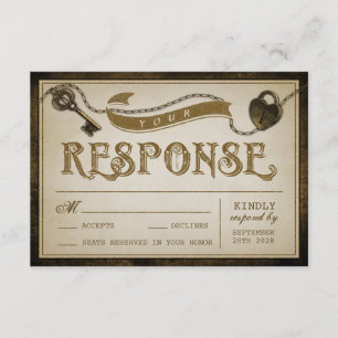 Placas RSVP de Casamento de Chave e Bloqueio de Co