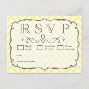 Placas RSVP de Casamento de Chevron Amarelo e Bran