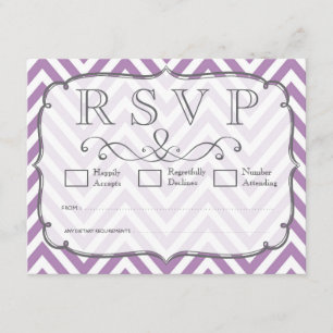 Placas RSVP de Casamento de Chevron Violet & White