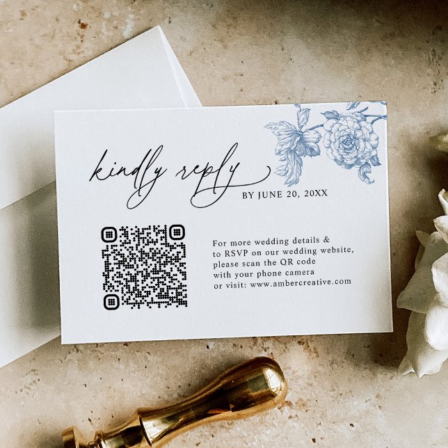 Placas RSVP de Casamento de Código QR Clássico Min (Criador carregado)