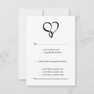 Placas RSVP de Casamento de Coração de Amor Negro