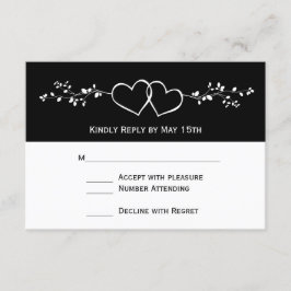 Placas RSVP de Casamento de Corações Duplos Branco