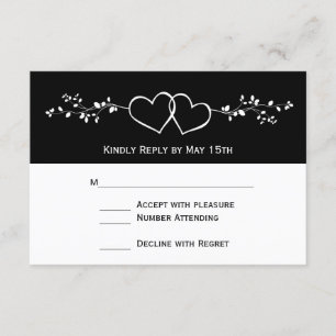 Placas RSVP de Casamento de Corações Duplos Branco