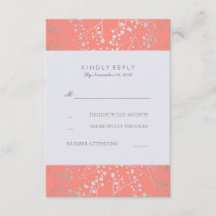 Placas RSVP de Casamento de Coral de Silver Baby's