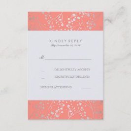 Placas RSVP de Casamento de Coral de Silver Baby's