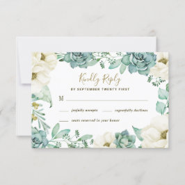 Placas RSVP de Casamento de Cores d'Água com Sucul