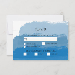 Placas RSVP de Casamento de Cores de Água Azul de