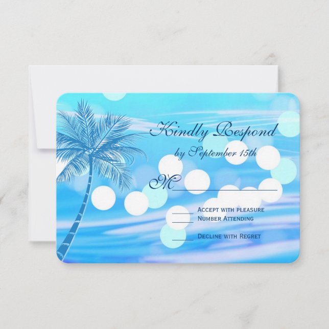 Placas RSVP de Casamento de Destino de Palm Tree B (Frente)